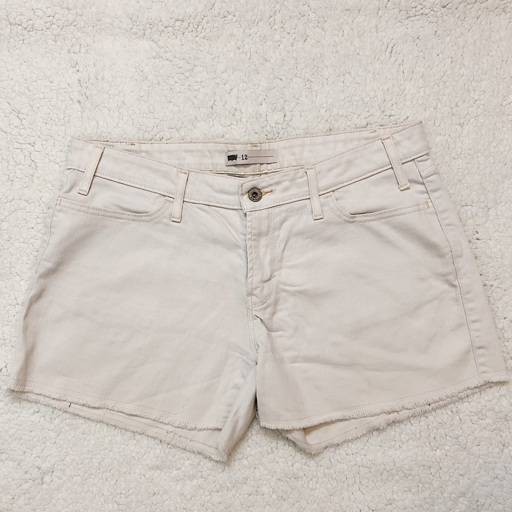 Levi’s cutoff white denim shorts